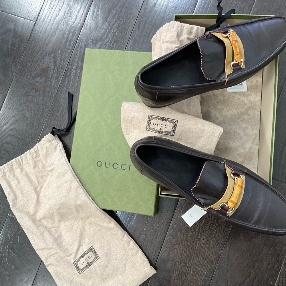 Gucci bamboo bit loafer, men’s size EU46/US 12, in brown leather (VG condition)